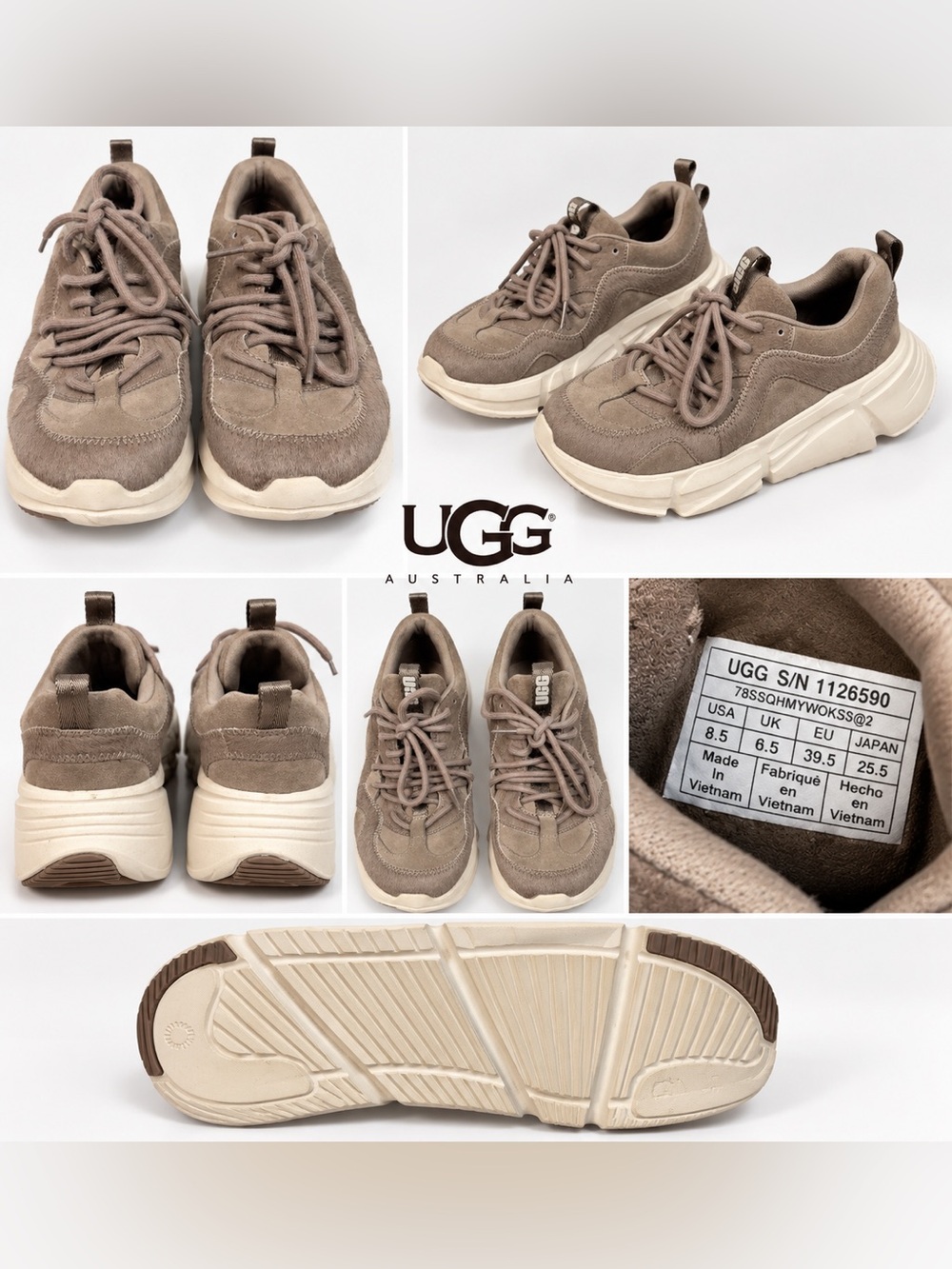 UGG Chunky Suede Sneakers Taupe Brown Platform Women’s Size 8.5